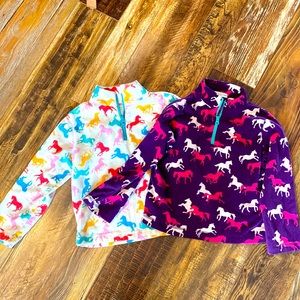 Garnet Hill fleece pullover horses